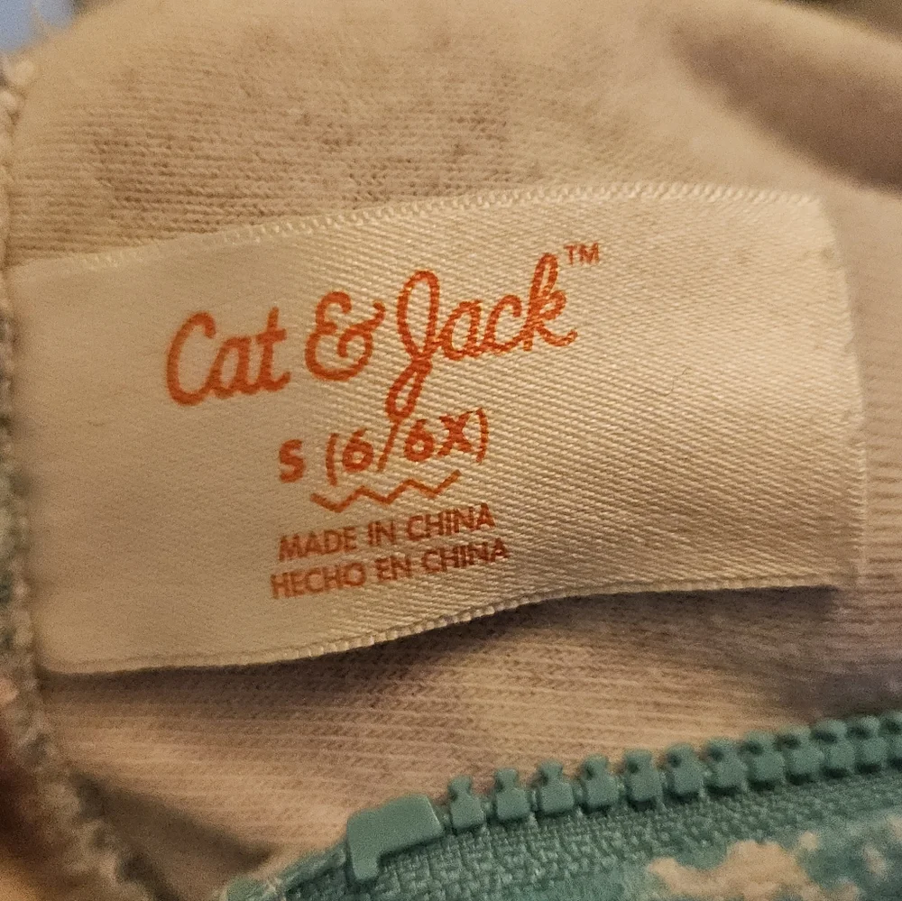 Cat & Jack Teal Mermaid Print Zip-Up Hoodie Bath Robe